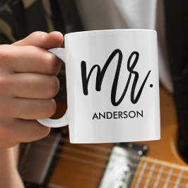 Taza De Café Mr. con el nombre del guión moderno personalizado