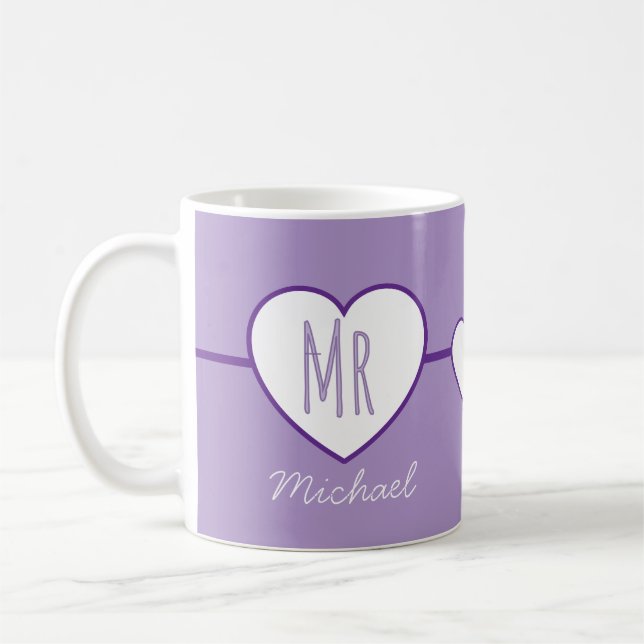 Taza de café Mr Heart Purple (Izquierda)
