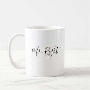 Taza De Café Mr. Right Script Mug Boda Gift