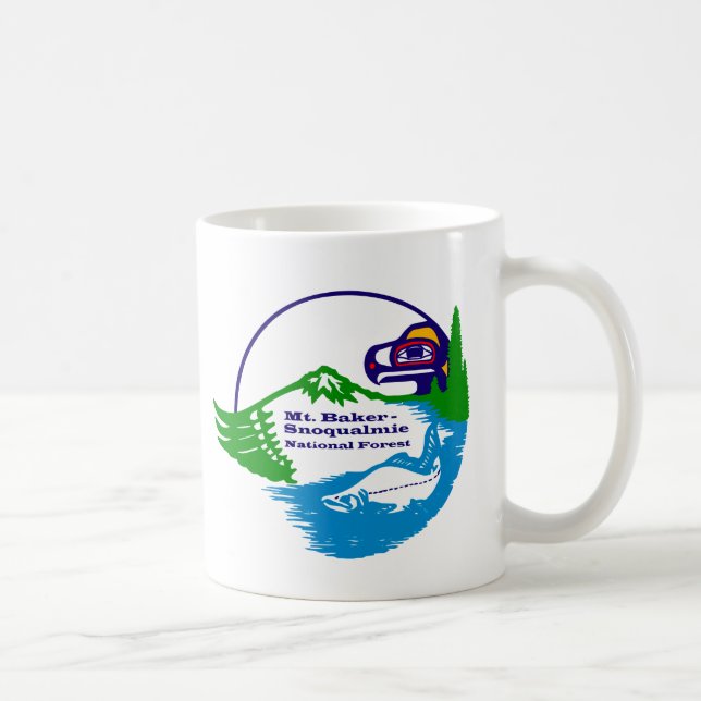Taza De Café Mt Baker - Logo del Bosque Nacional Snoqualmie (Derecha)