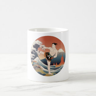 Taza De Café Muay Thai Ukiyo-e Fighter | Mugre artística japone