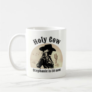 Taza De Café Muchacha de vaca divertida y vintage 50 años