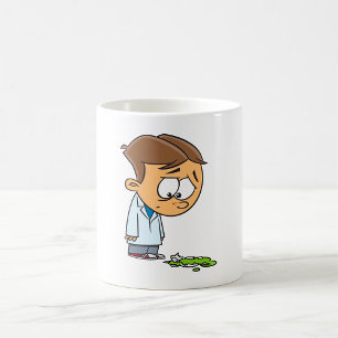 Taza De Café Muchacho triste científico con experimento roto