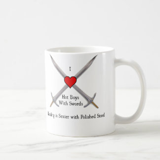 Taza De Café Muchachos calientes I <3 con las espadas