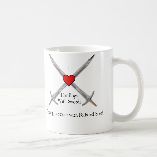 Taza De Café Muchachos calientes I <3 con las espadas (Derecha)