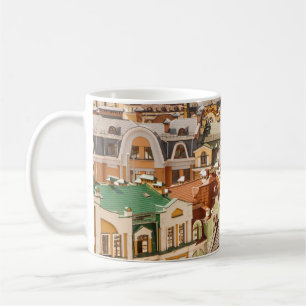 Taza De Café muchas casas coloridas y techos en el distrito de