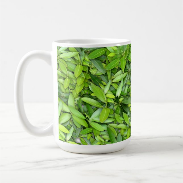 Taza De Café Muchas hojas verdes hermosas    (Izquierda)