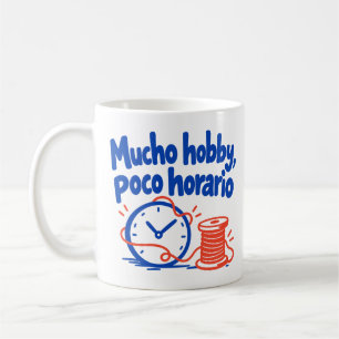Taza De Café Mucho hobby, poco horario: reloj y carrete