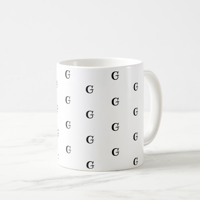 Taza De Café Muchos monogramas Personalizado Patrón de letras n (Anverso derecho)