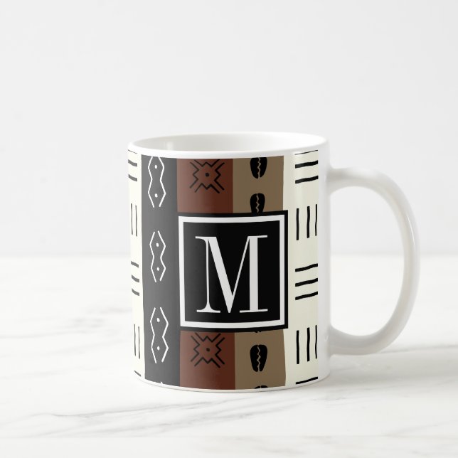 Taza De Café Mudprint terroso raya el monograma del modelo (Derecha)