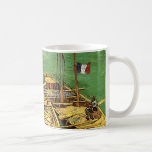 Taza De Café Muelle de Van Gogh con hombres descargando barcaza