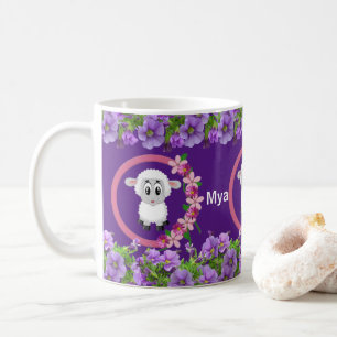 Taza De Café Muerco floral púrpura de oveja