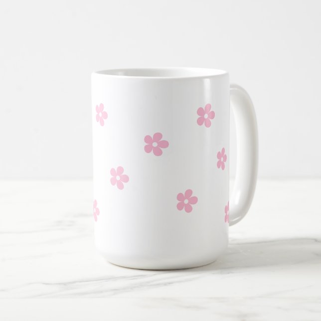 Taza De Café Muerco grande de flores rosadas (Anverso derecho)