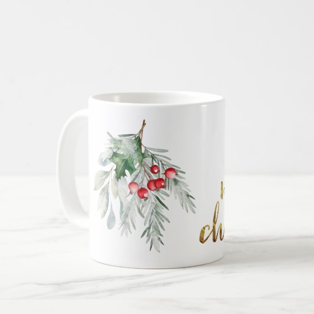 Taza De Café Muérdago acuarela (Anverso izquierdo)