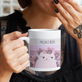 Taza De Café Muerga floral de gato retro