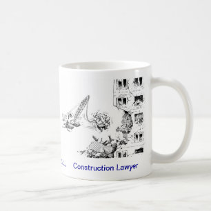 Taza de café muerta del abogado de la construcci