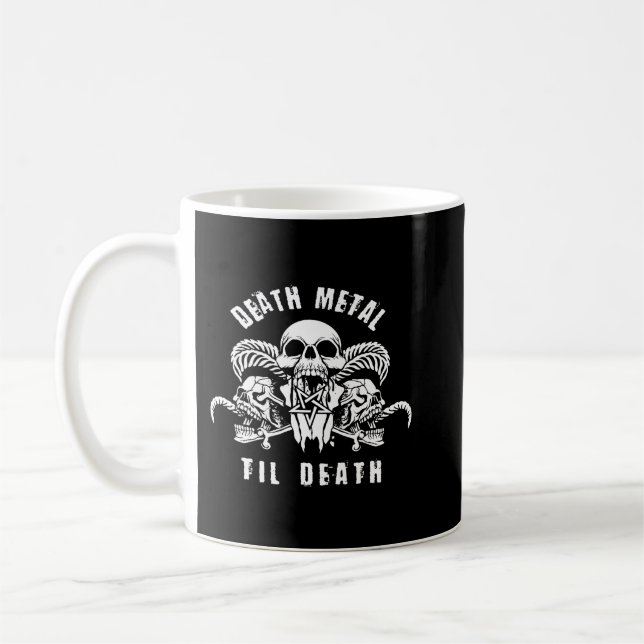 Taza De Café Muerte Metalizado hasta la muerte Cabeza de metal  (Izquierda)