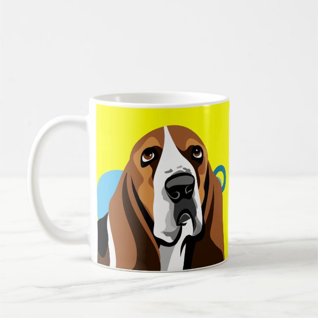 Taza De Café Muertes amarillas del Hound Basset (Izquierda)