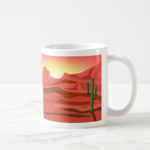 Taza De Café Muertes rojas de roca desérticas al atardecer