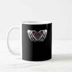 Taza De Café Muertos del corazón en manos de Skeleton Día de Mu