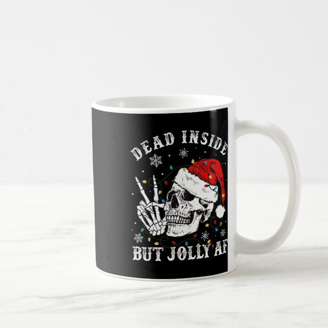 Taza De Café Muertos Dentro Pero Jolly Af Skeleton Santa Navida (Derecha)