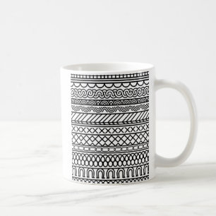 Taza De Café Muestra de punto boho monocromo Geométrico triba