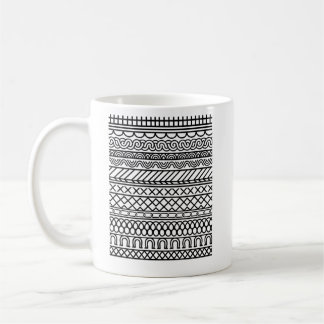 Taza De Café Muestra de punto boho monocromo | Te geométrico tr