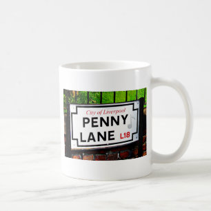 Taza De Café Muestra del carril del penique de la ciudad de