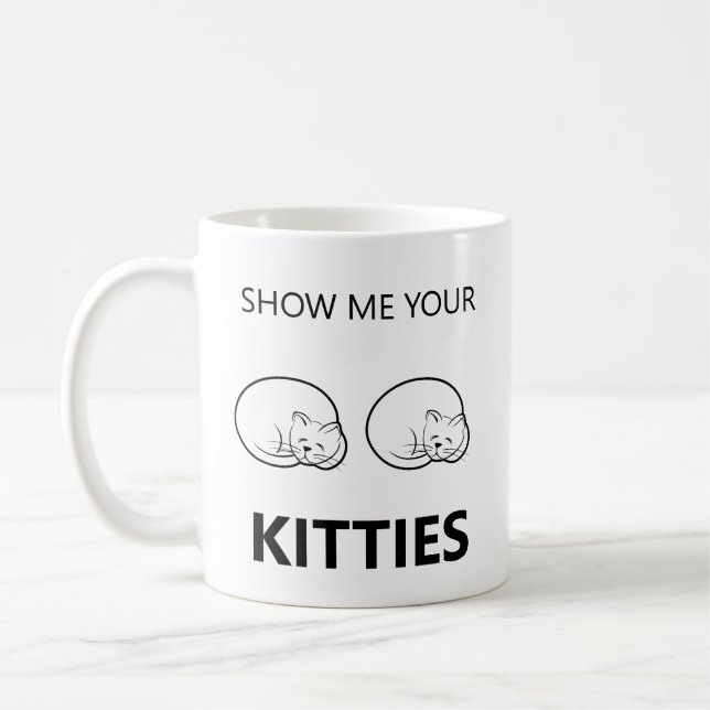 Taza De Café Muéstrame tus gatitos divertidos (Izquierda)