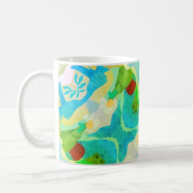 Taza De Café Mug abstracta azul y verde - naturaleza tranquila (Izquierda)