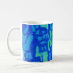Taza De Café Mug abstracta de azul eléctrico y agua
