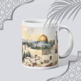 Taza De Café Mug acuarela Masjid Al Aqsa - Un recuerdo de Jerus