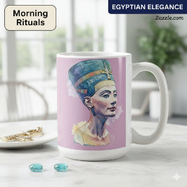 Taza De Café Mug acuarela Reina Nefertiti - Arte egipcio