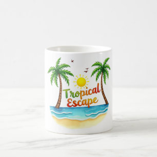 Taza De Café Mug acuático de la playa de escape tropical