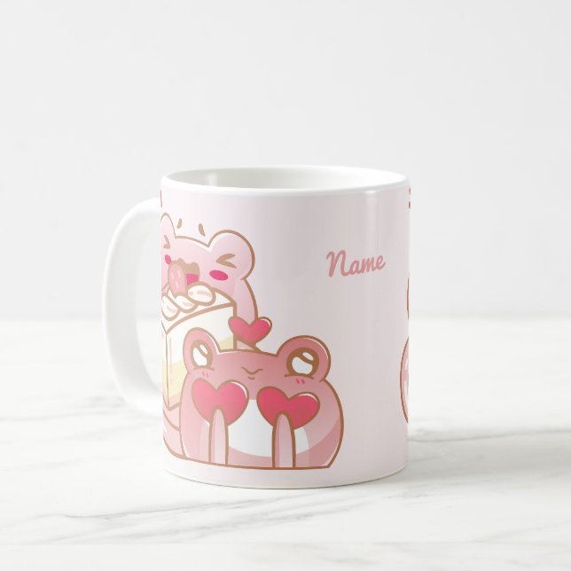 Taza De Café Mug adorable frogs sharing a cake (Anverso izquierdo)