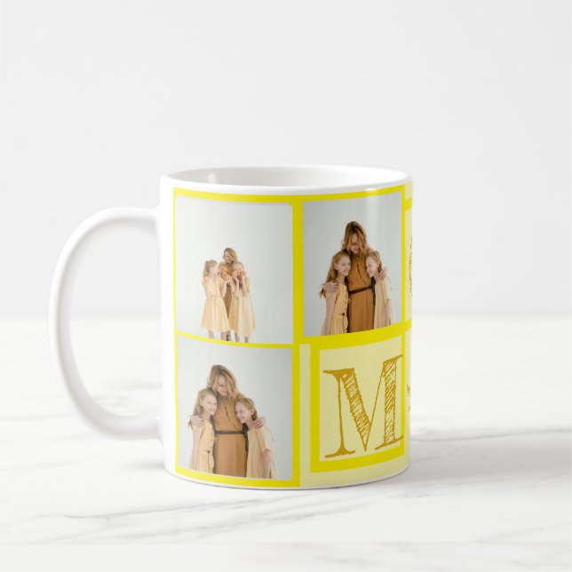 Taza De Café Mug amarilla personalizada - Foto y texto Personal (Izquierda)