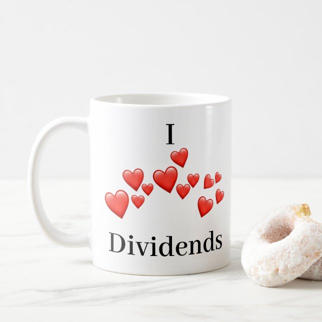 Taza De Café Mug - Amo los dividendos - muchos corazones (Con donut)