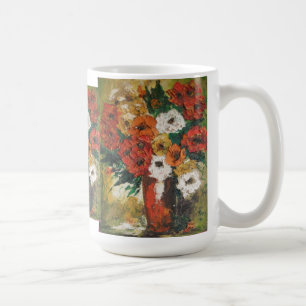 Taza De Café Mug Ann Hayes pintando flores rojas mezcladas