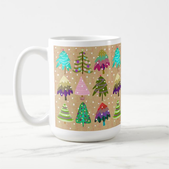 Taza De Café Mug. árbol de vacaciones feliz (Izquierda)