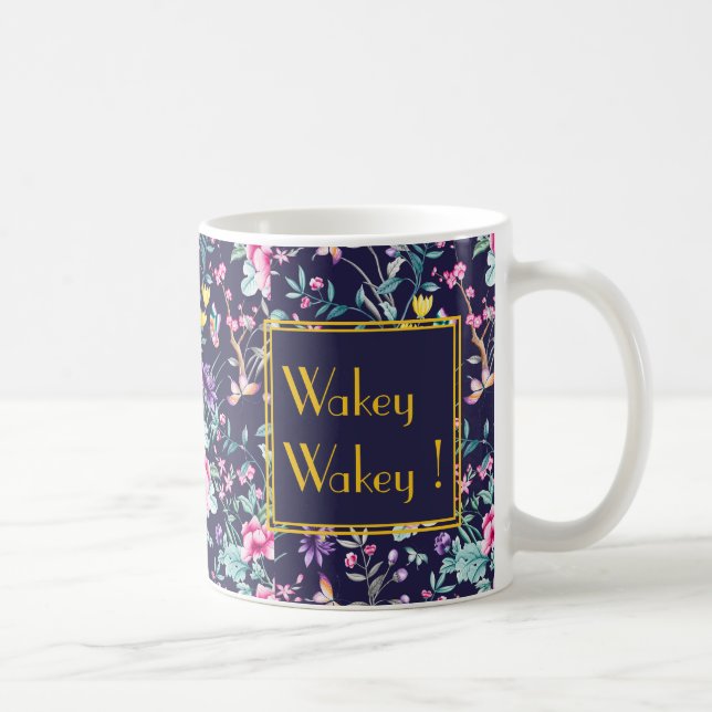 Taza De Café Mug Art Deco personalizado con diseño floral (Derecha)