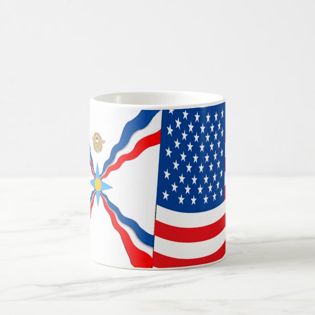 Taza De Café Mug Asiria American Flags (Centro)