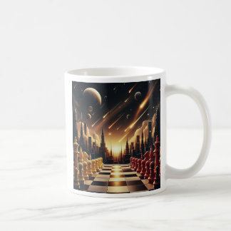 Taza De Café Mug avec ciel cosmique sur jeu d'échec.