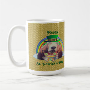 Taza De Café Mug Baby Basset Hound feliz Día de San Patricio