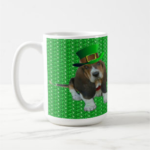 Taza De Café Mug Baby Basset Hound Happy St. Patrick's