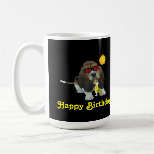 Taza De Café Mug Baby Basset Hound Summer Time Feliz cumpleaños