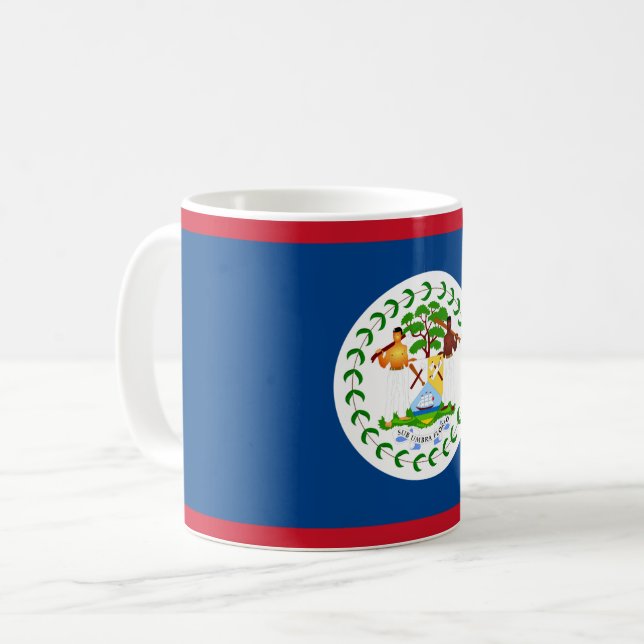 Taza De Café Mug. bandera de Belice (Anverso izquierdo)