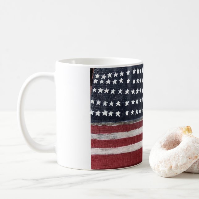 Taza De Café Mug. bandera de madera (Con donut)