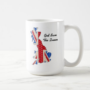 Taza De Café Mug Bandera del Reino Unido Dios salve a la Reina