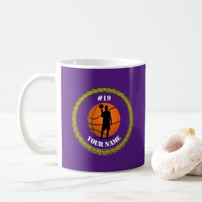 Taza De Café Mug Basketball Player - Añadir nombre y número (Con donut)