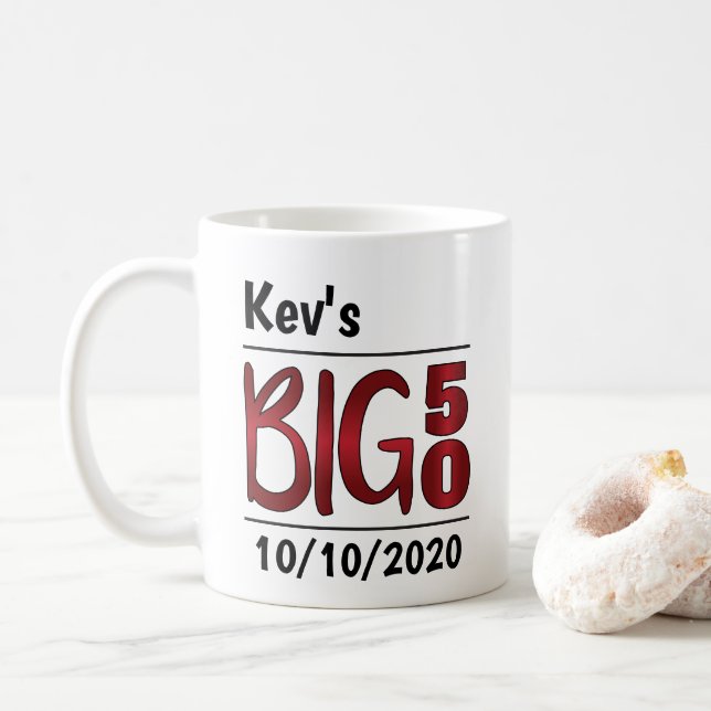 Taza De Café Mug "Big 50" masculino personalizado (Con donut)